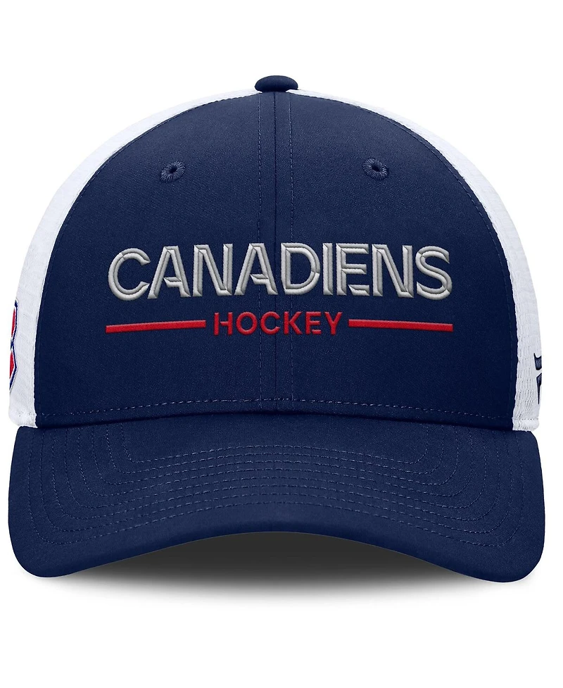 Fanatics Men's Navy/White Montreal Canadiens Authentic Pro Rink Lockup Adjustable Trucker Hat