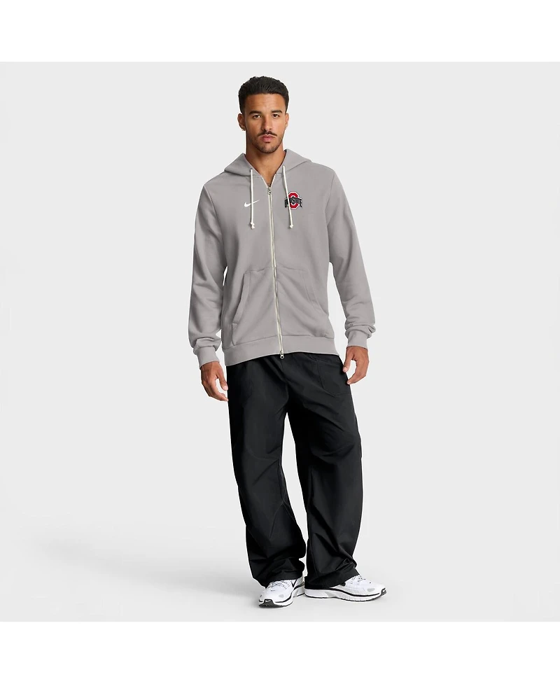 Nike Men's Gray Ohio State Buckeyes 2025 Sideline Standard Issue Dri-fit Full-Zip Hoodie