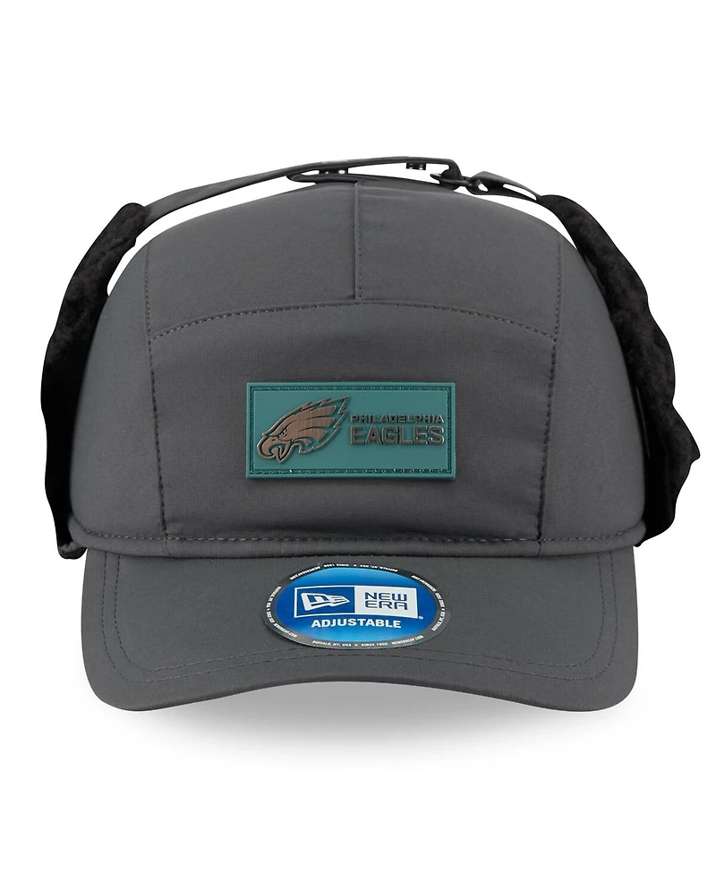 New Era Men's Charcoal Philadelphia Eagles 2025 Sideline Cold Weather Runner Dog Ear Adjustable Hat