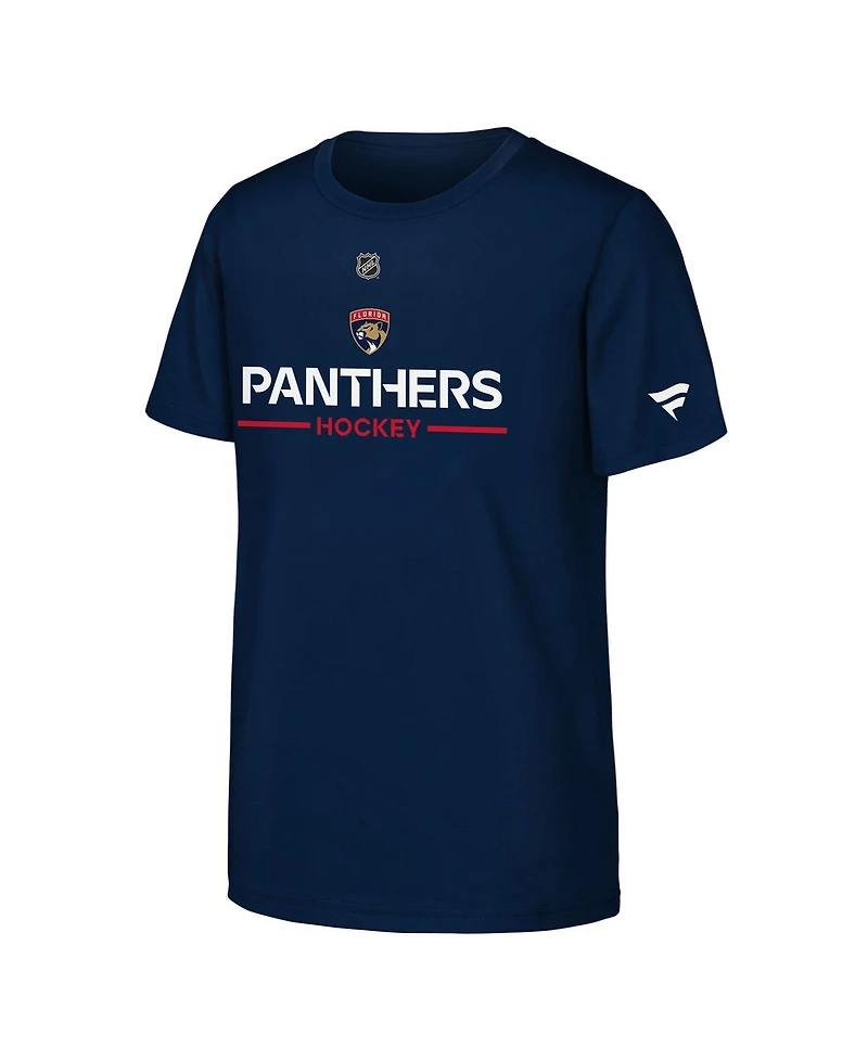 Fanatics Big Boys and Girls Navy Florida Panthers Authentic Pro Wordmark T-Shirt