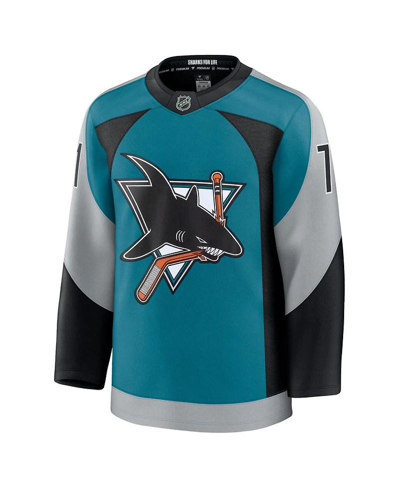 Fanatics Men's Macklin Celebrini Teal San Jose Sharks Alternate Premium Player Jersey