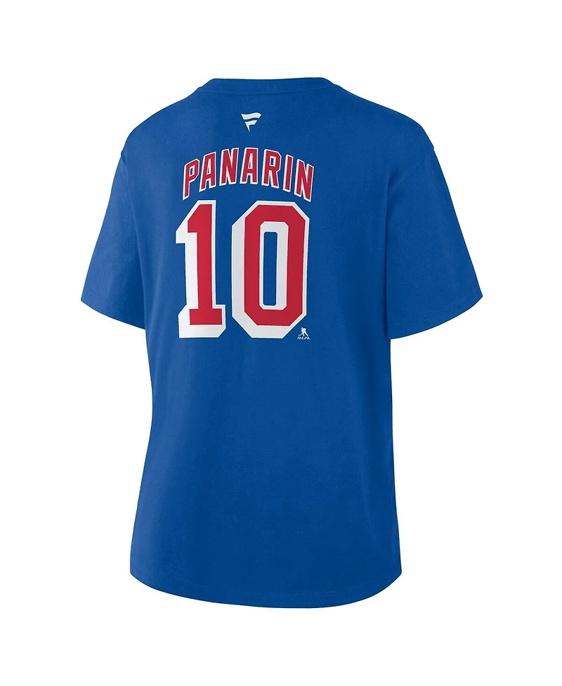 Fanatics Women's Artemi Panarin Blue New York Rangers Authentic Stack Name Number T-Shirt