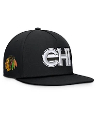 Fanatics Men's Black Chicago Blackhawks Authentic Pro Rink Team Code Snapback Hat