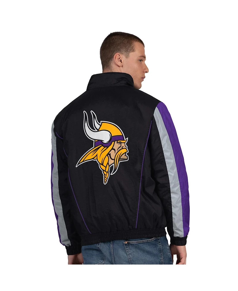 Starter Men's Black Minnesota Vikings Thursday Night Gridiron Half-Zip Jacket