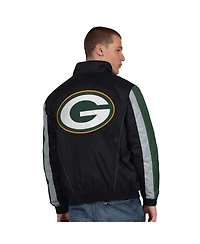 Starter Men's Black Green Bay Packers Thursday Night Gridiron Half-Zip Jacket