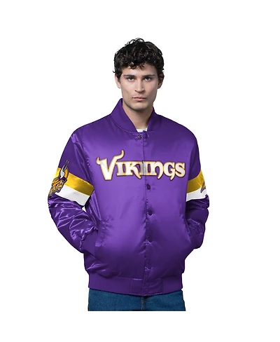 Starter Men's Purple Minnesota Vikings Triple Option Satin Varsity Full-Snap Jacket