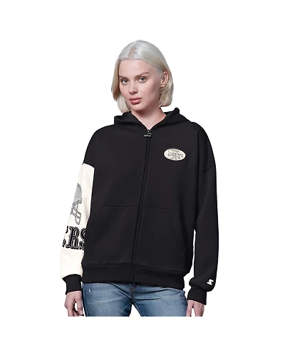 Starter Women's Black San Francisco 49ers 4th Down Full-Zip Hoodie