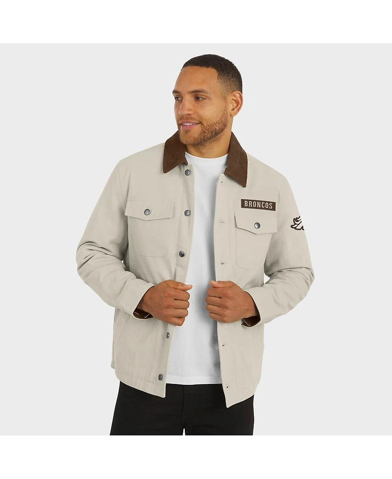 Fanatics Men's Nfl x Darius Rucker Collection by Tan Denver Broncos Midweight Canvas Full-Button Jacket