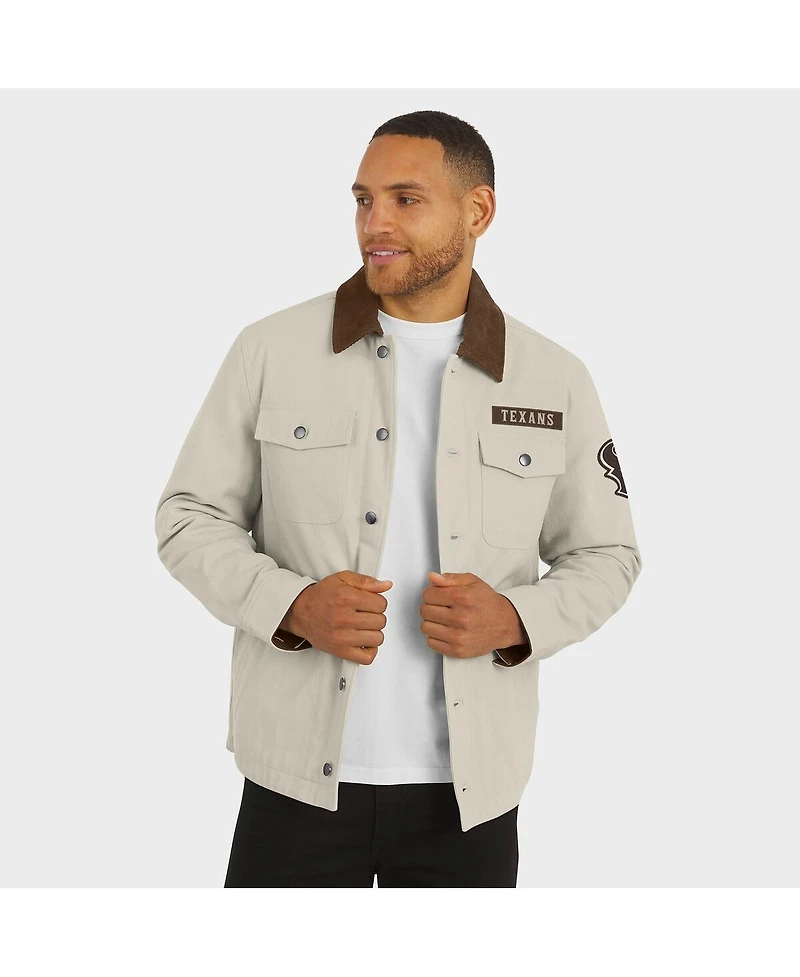 Fanatics Men's Nfl x Darius Rucker Collection by Tan Houston Texans Midweight Canvas Full-Button Jacket