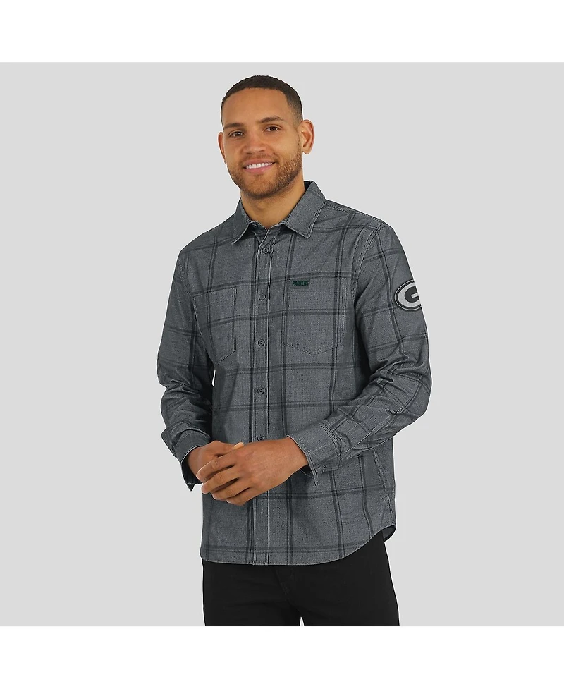 Fanatics Men's Darius Rucker Collection by Gray Green Bay Packers Micro Corduroy Plaid Button Up Shirt