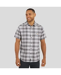 Fanatics Men's Darius Rucker Collection by Gray Pittsburgh Steelers Team Plaid Short Sleeve Full-Snap Shirt