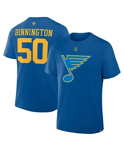 Fanatics Men's Jordan Binnington Blue St. Louis Blues Authentic Stack Name Number T-Shirt