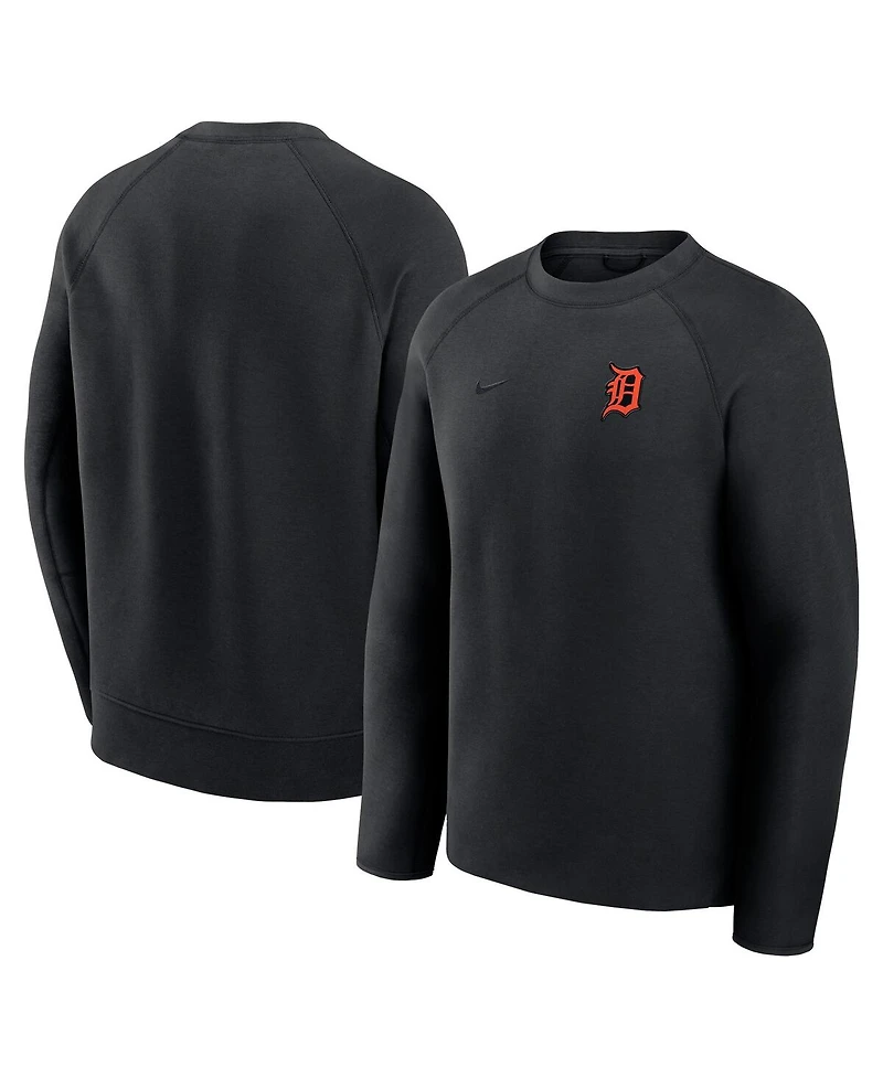 Nike Men's Black Detroit Tigers Tech Fleece Raglan Sweatshirt