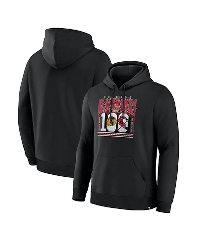 Fanatics Men's Black Chicago Blackhawks Centennial Legacy Fleece Pullover Hoodie