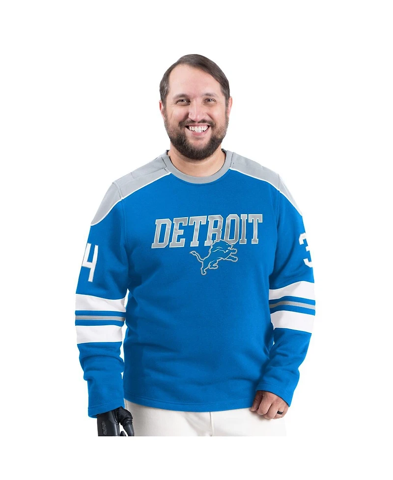 G-iii Sports by Carl Banks Men's Blue Detroit Lions Adaptive Lord Stanley Crewneck Sweatshirt