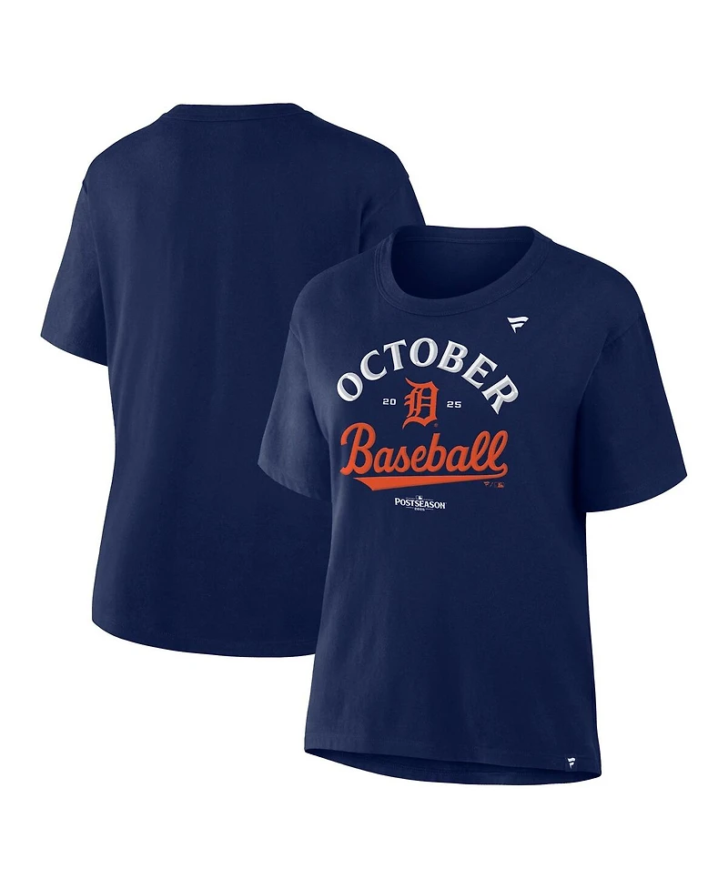 Fanatics Women's Navy Detroit Tigers 2025 Mlb Postseason Locker Room T-Shirt