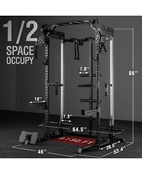 Mikolo Power Cage, 2000LB Squat Rack, Dual Pulley Cable Crossover System, Multi-function Free Weight Home Gym Workout Machine with Attachments