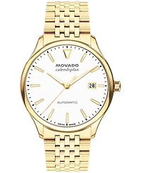 Movado Men's Calendoplan Swiss Automatic Ionic Plated Light Gold Steel Watch, 40mm