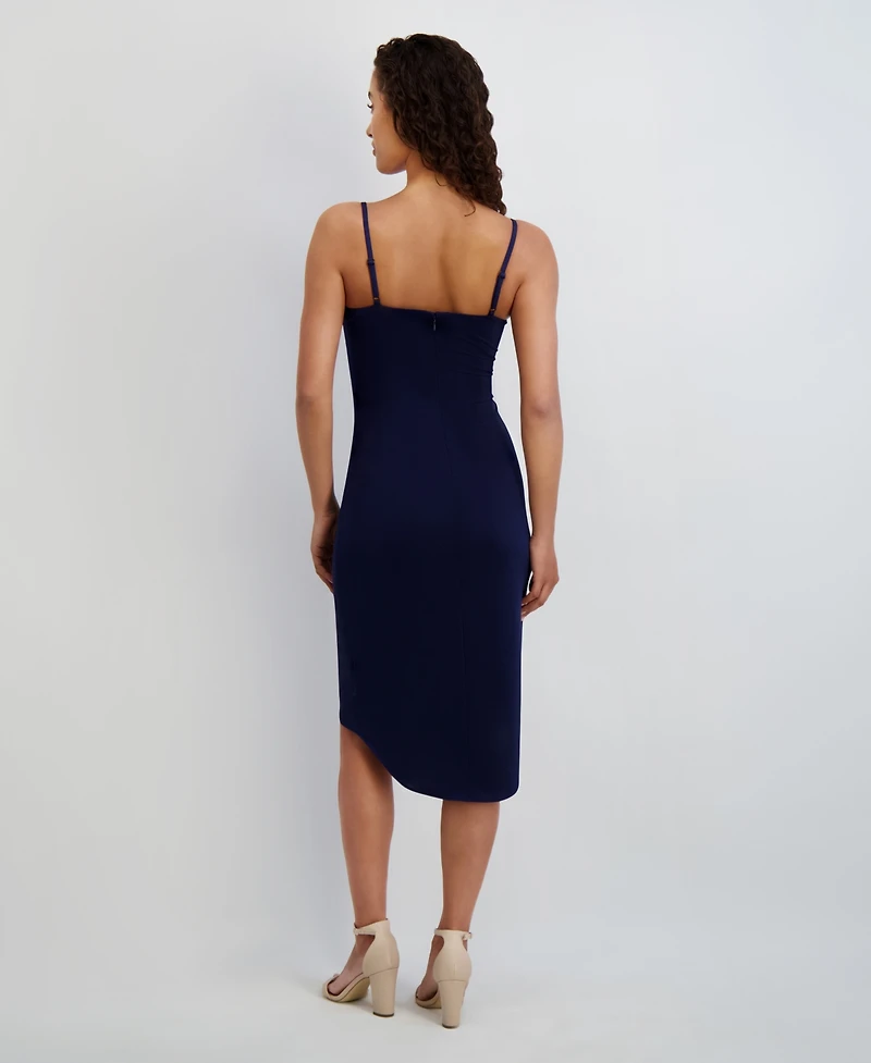 Siena Women's Sleeveless Cowlneck Bodycon Ruched Dress