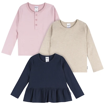 Gerber Baby Girls 3-Pack Long Sleeve Shirts