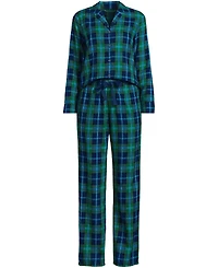 Lands' End Plus Flannel 2 Piece Pajama Set - Long Sleeve Shirt and Pants
