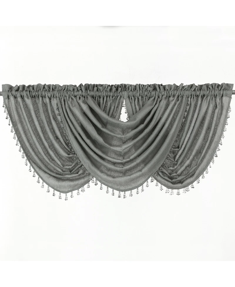 GoodGram 2-Pack: Beaded Emerald Crepe Waterfall Valances - 44 in. W x 37 L, Pumpkin Spice/Terracotta