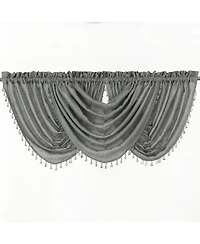 GoodGram 2-Pack: Beaded Emerald Crepe Waterfall Valances - 44 in. W x 37 L, Pumpkin Spice/Terracotta