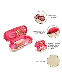 Hello Kitty Character Face White Glitter 6" Cosmetic Pouch