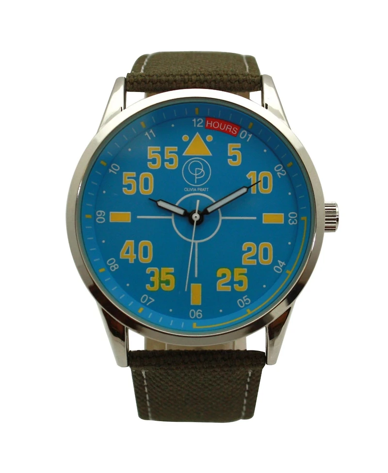 Olivia Pratt Olive Denim Band Big Face and Numbers Men Watch