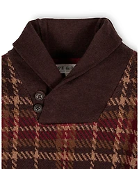 Hope & Henry Little and Big Boys' Organic Long Sleeve Intarsia Shawl Collar Sweater with Elbow Patches