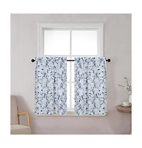Kate Aurora Complete 3 Piece Rod Pocket Cherry Blossom Cafe Kitchen Curtain Tier & Valance Set - Rose
