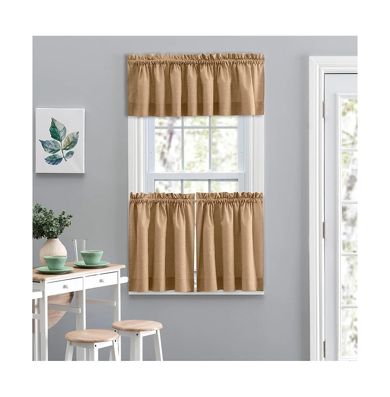 Ellis Lisa Solid Color Poly Cotton 1.5" Rod Pocket Duck Fabric Stylish Tailored Valance 58"x15" Tan