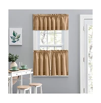 Ellis Lisa Solid Color Poly Cotton 1.5" Rod Pocket Duck Fabric Stylish Tailored Valance 58"x15" Tan