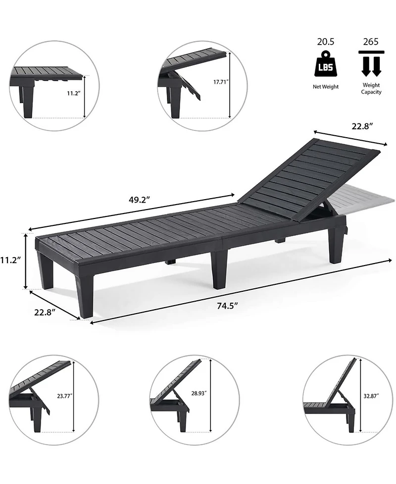Chic Crate 2-Person Outdoor Chaise Lounge Set - Black