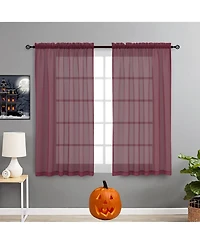 GoodGram 2 Piece Spooky Halloween Decor Organ Blood Burgundy Colored Rod Pocket Sheer Voile Window Curtains - 63 in. Long