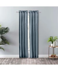 Ellis Curtain Lisa Solid Poly Cotton Duck Fabric Tailored Panel Pair With Ties 56 X22 X Dusty Blue