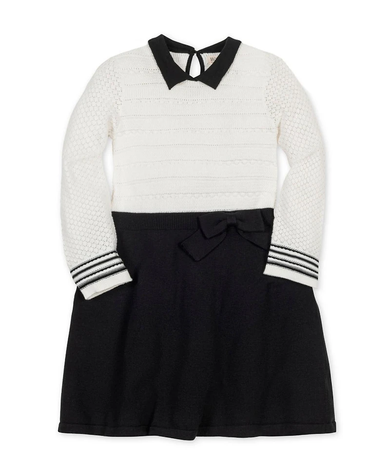 Hope & Henry Big Girls Organic Peter Pan Collar Sweater Dress with Bow