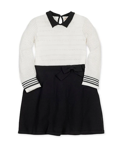 Hope & Henry Big Girls Organic Peter Pan Collar Sweater Dress with Bow