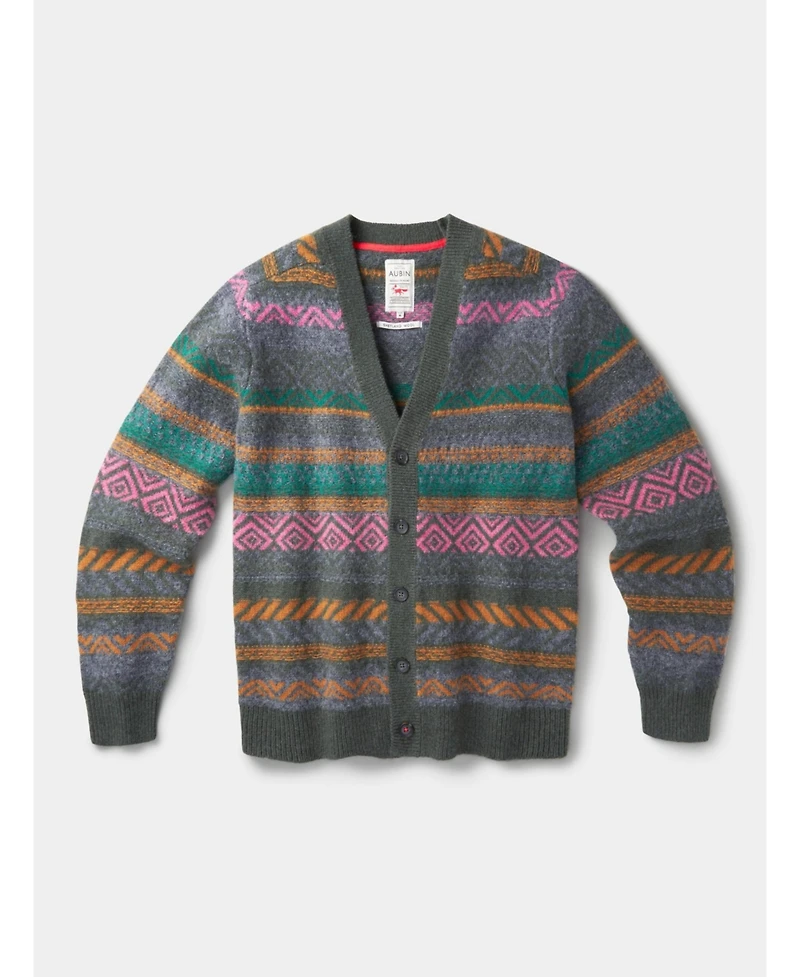 Aubin Men's Fair Isle Wool Cardigan