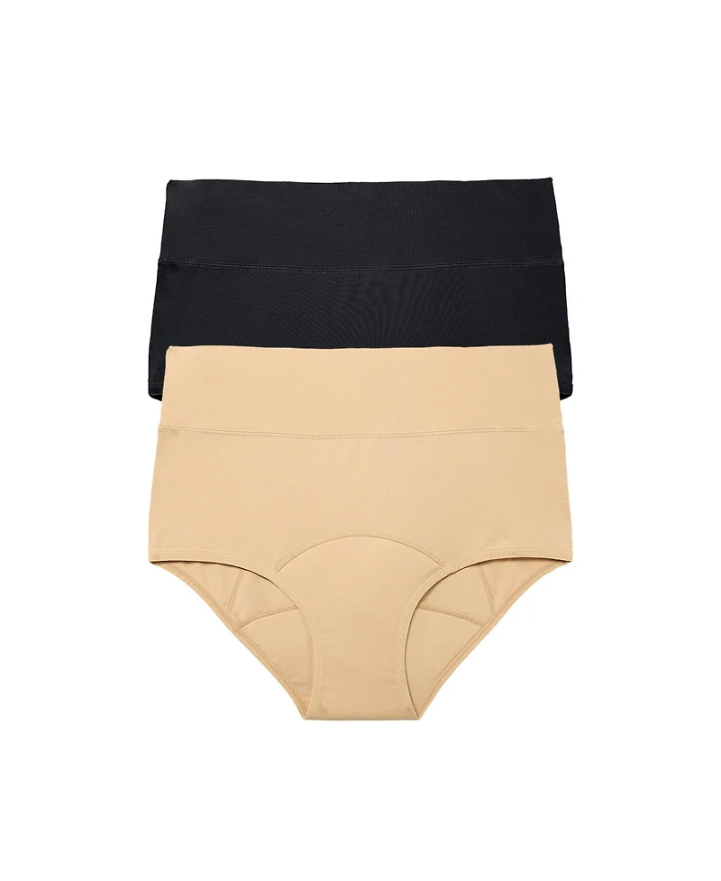 Comfort Choice Women's Cotton Spandex Incontinence Brief 2-Pack