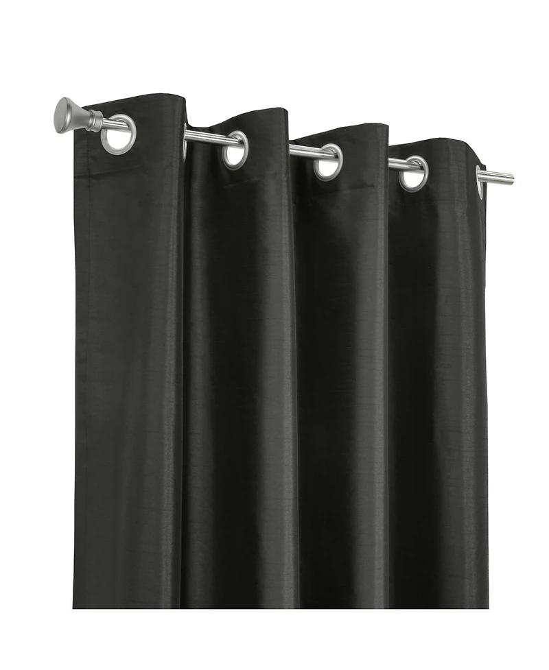 Thermaplus 100% Polyester Glacier Balance Temperature Solid Faux Silk Blackout Grommet Curtain Panel 52" x 84" Black