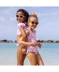 Snapper Rock Little Girls Pink Lagoon Frill Swimsuit