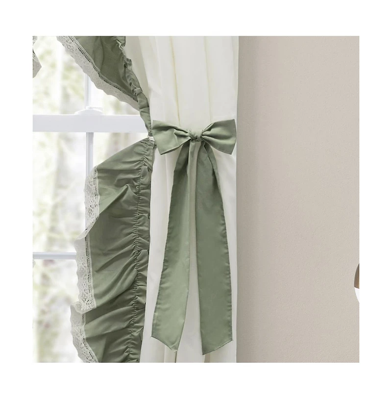 Ellis Curtain Madelyn Ruffled Victorian Priscillas 1.5" Rod Pocket Curtain Panel 100" x 63" Sage
