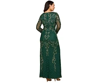 Lara Women's Long Sleeve Contrast Beaded Gown