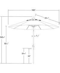 Astella 9-Foot Wood-Grained Steel Market Patio Umbrella with Push Lift in Taupe Polyester