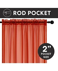 Kate Aurora 2 Piece Halloween Spooky Harvest Themed Pumpkin Spice Colored Rod Pocket Sheer Voile Window Curtain Panels