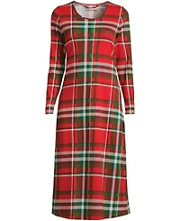 Lands' End Women's Tall Cotton Long Sleeve Midcalf Nightgown