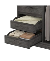 36'' Freestanding Walk-in Closet Organizer System with 3 Drawers, Heavy Duty 2 Hanging Rods & Shelves