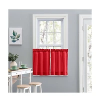 Ellis Stacey 1.5" Rod Pocket High Quality Fabric Solid Color Window Tailored Tier Pair 56"x36