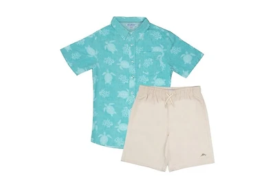 Tommy Bahama Boys 2 Piece Button Down Shirt and Shorts Summer Set
